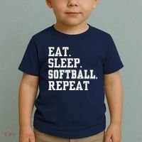 Eat Sleep Softball Repeat Toddler T-Shirt thumb 2