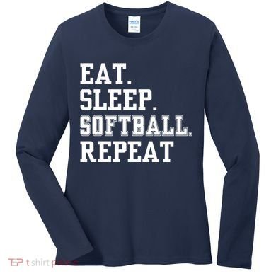 Eat Sleep Softball Repeat Women's Long Sleeve Shirt