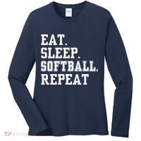 Eat Sleep Softball Repeat Women's Long Sleeve Shirt thumb 0