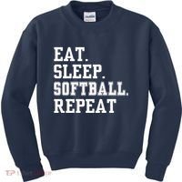 Eat Sleep Softball Repeat Kids Sweatshirt thumb 0