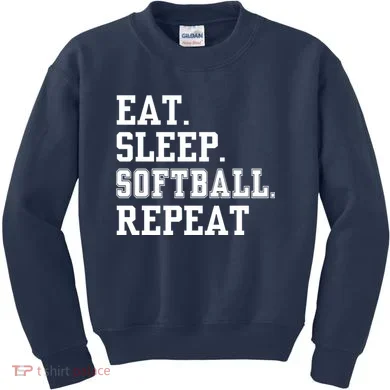Eat Sleep Softball Repeat Kids Sweatshirt