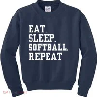 Eat Sleep Softball Repeat Kids Sweatshirt thumb 0