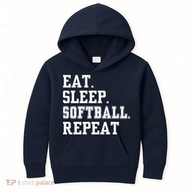 Eat Sleep Softball Repeat Kids Hoodie