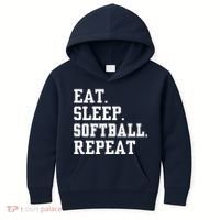 Eat Sleep Softball Repeat Kids Hoodie thumb 0