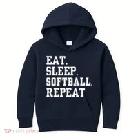 Eat Sleep Softball Repeat Kids Hoodie thumb 0