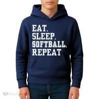 Eat Sleep Softball Repeat Kids Hoodie thumb 4