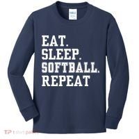 Eat Sleep Softball Repeat Kids Long Sleeve Shirt thumb 0