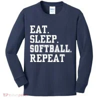 Eat Sleep Softball Repeat Kids Long Sleeve Shirt thumb 0