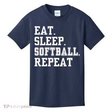 Eat Sleep Softball Repeat Kids T-Shirt