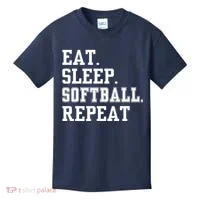 Eat Sleep Softball Repeat Kids T-Shirt thumb 0