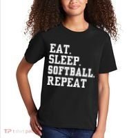 Eat Sleep Softball Repeat Kids T-Shirt thumb 2