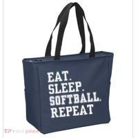 Eat Sleep Softball Repeat Tote Bag thumb 2