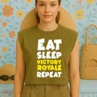 Eat Sleep Victory Royale Repeat Garment-Dyed Women's Muscle Tee thumb 4