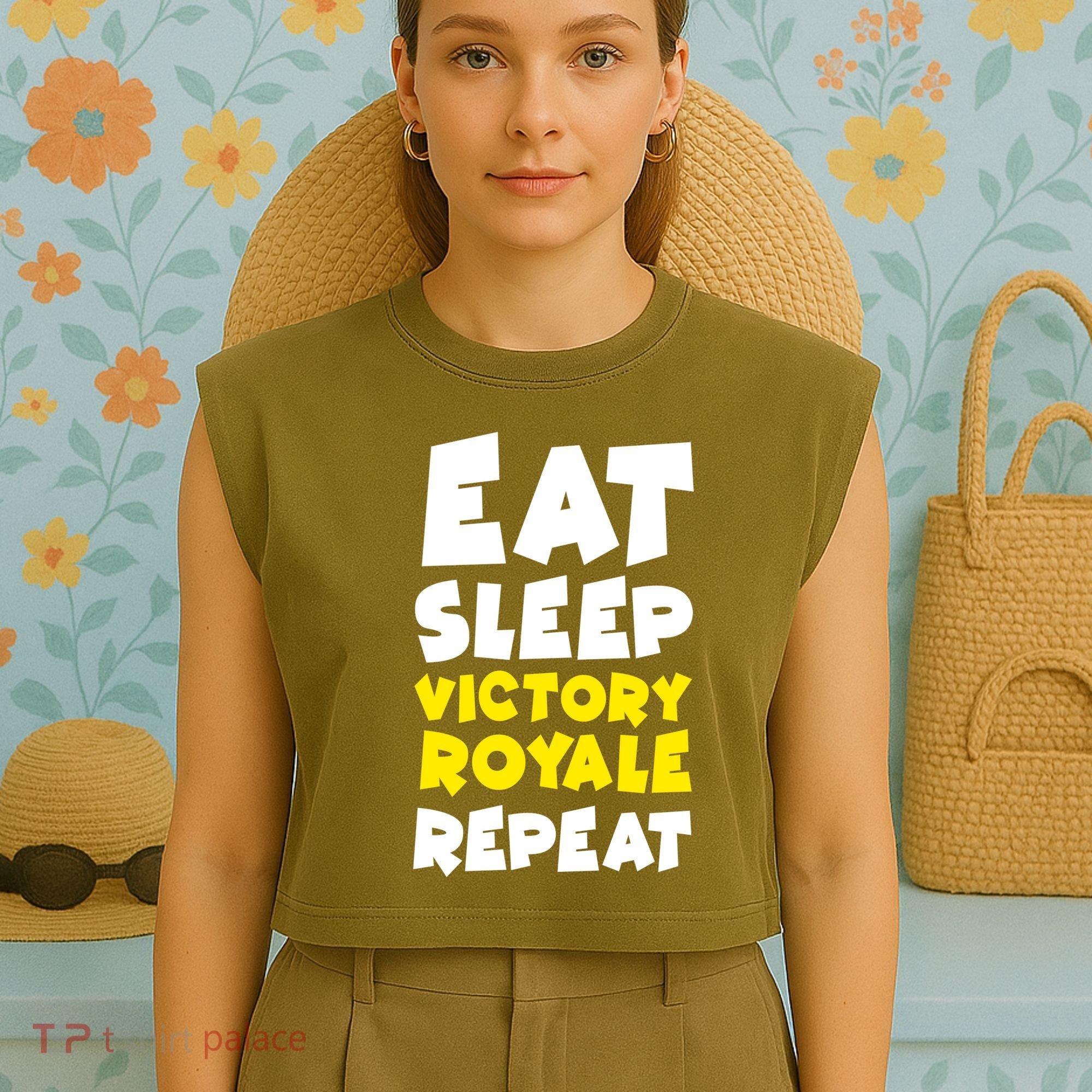 Eat Sleep Victory Royale Repeat Garment-Dyed Women's Muscle Tee