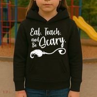 Eat Teach And Be Scary Kids Hoodie thumb 3