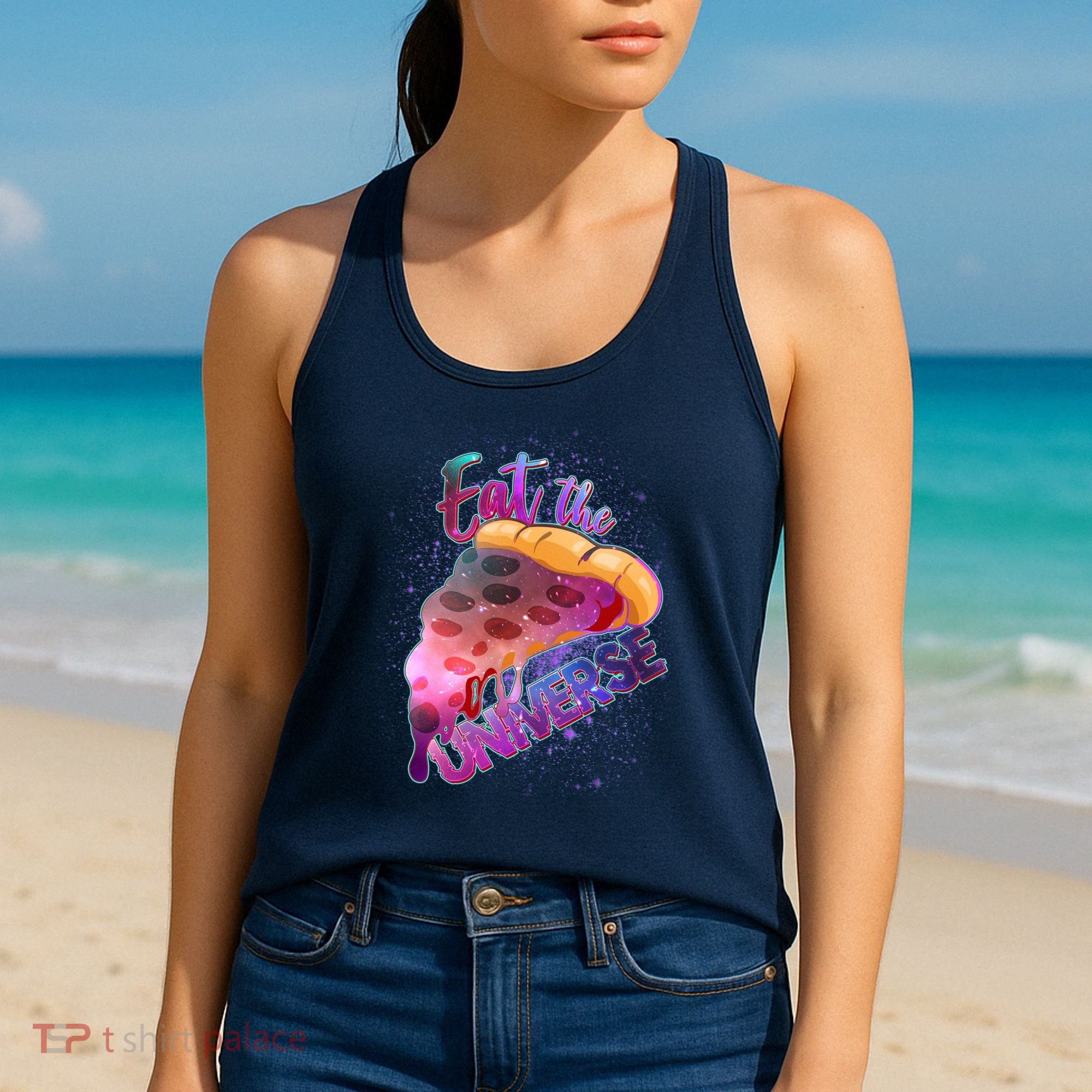 Eat the Universe Galaxy Pizza Women's Tank Top