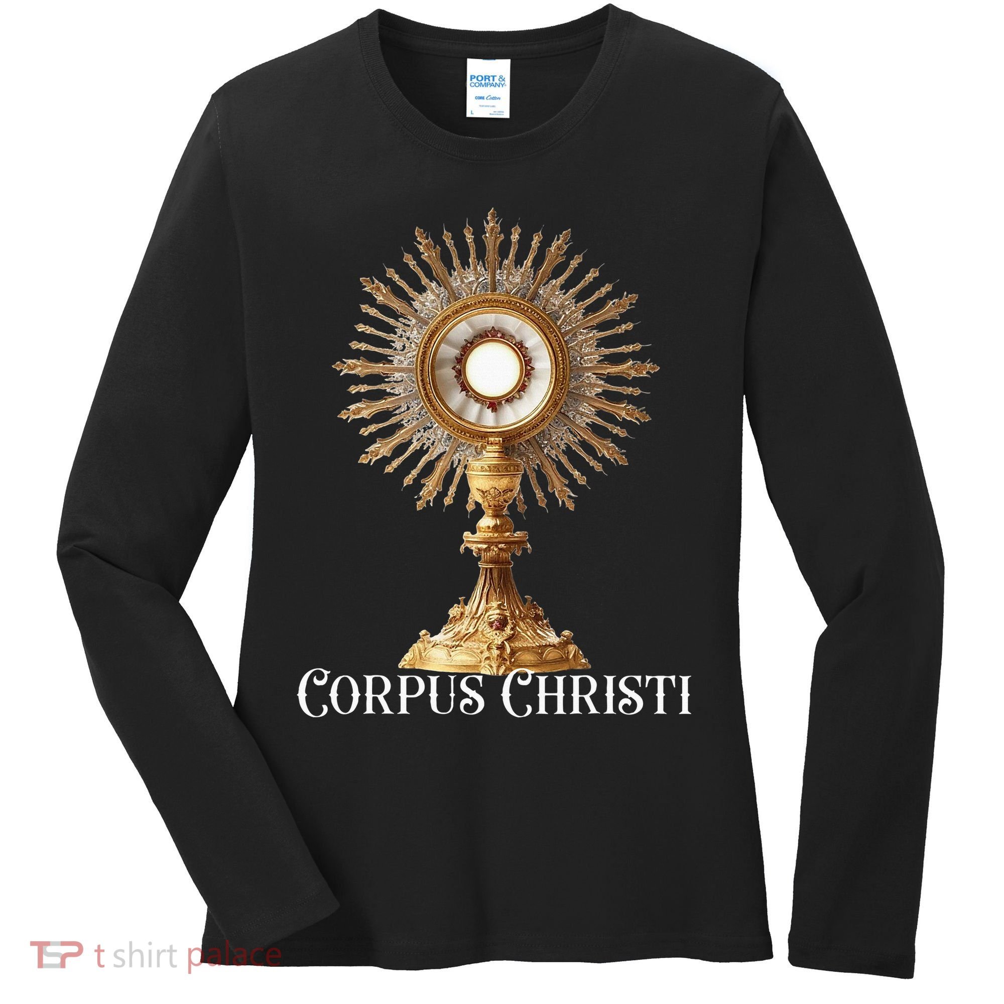 Eucharistic Adoration Traditional Latin Mass Catholic Women's Long Sleeve Shirt