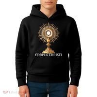 Eucharistic Adoration Traditional Latin Mass Catholic Kids Hoodie thumb 4