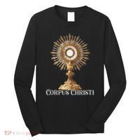 Eucharistic Adoration Traditional Latin Mass Catholic Long Sleeve Shirt thumb 0
