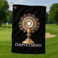 Eucharistic Adoration Traditional Latin Mass Catholic Golf Towel thumb 1