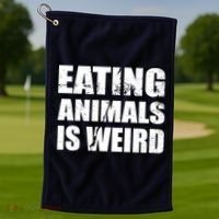 Eating Animals Is Weird Golf Towel thumb 1