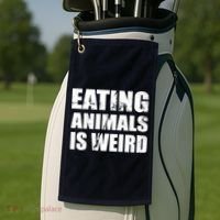 Eating Animals Is Weird Golf Towel thumb 2