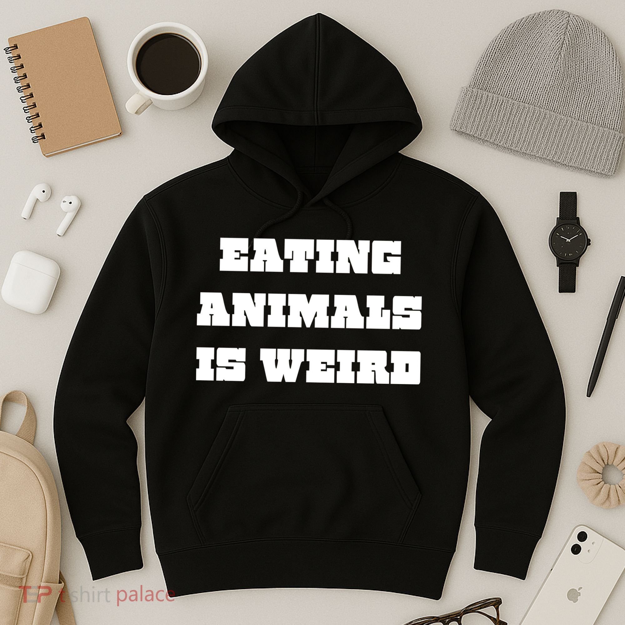 Eating Animals Is Weird Vegan Vegetarian Funny Parody Hoodie