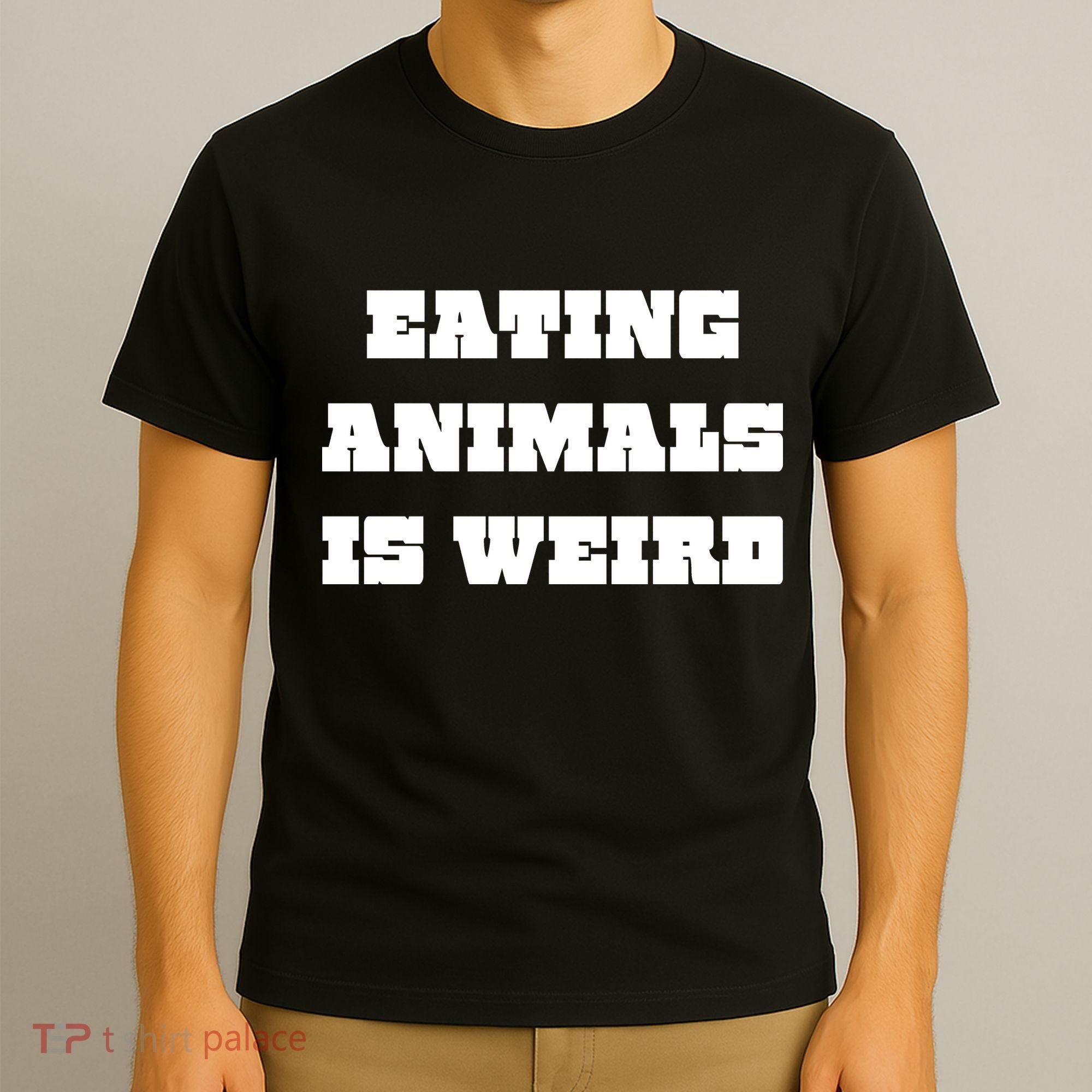 Eating Animals Is Weird Vegan Vegetarian Funny Parody T-Shirt