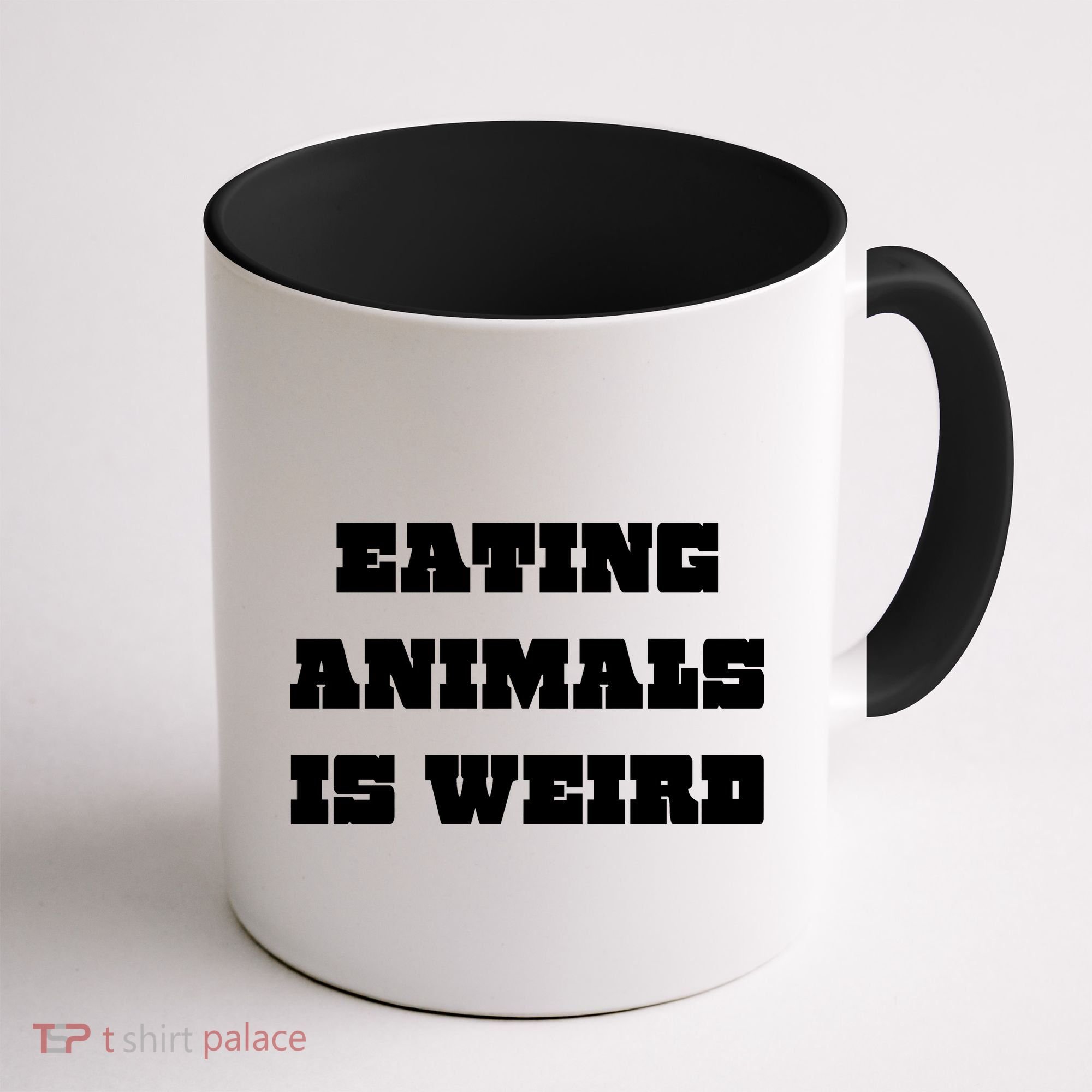 Eating Animals Is Weird Vegan Vegetarian Funny Parody Coffee Mug