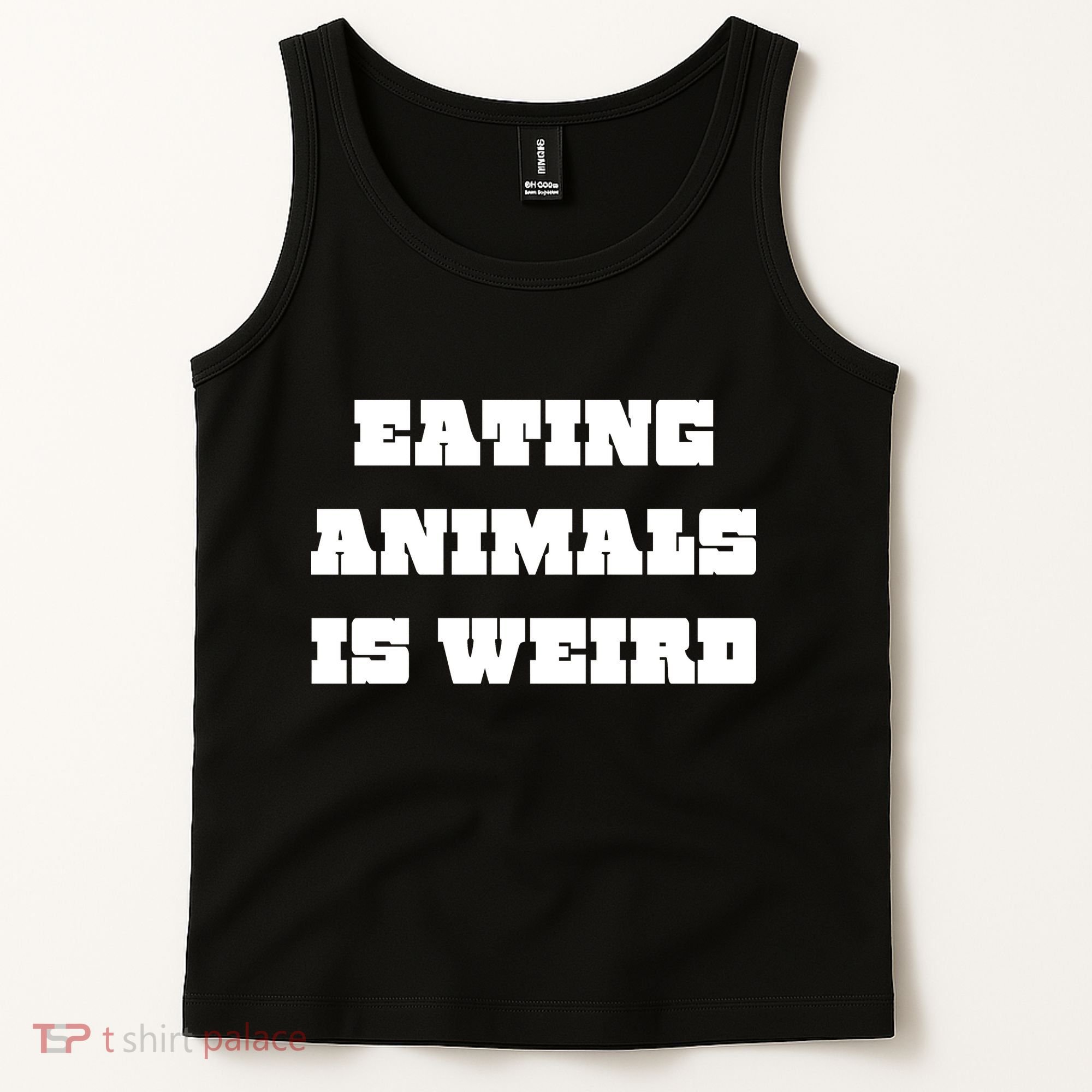 Eating Animals Is Weird Vegan Vegetarian Funny Parody Tank Top