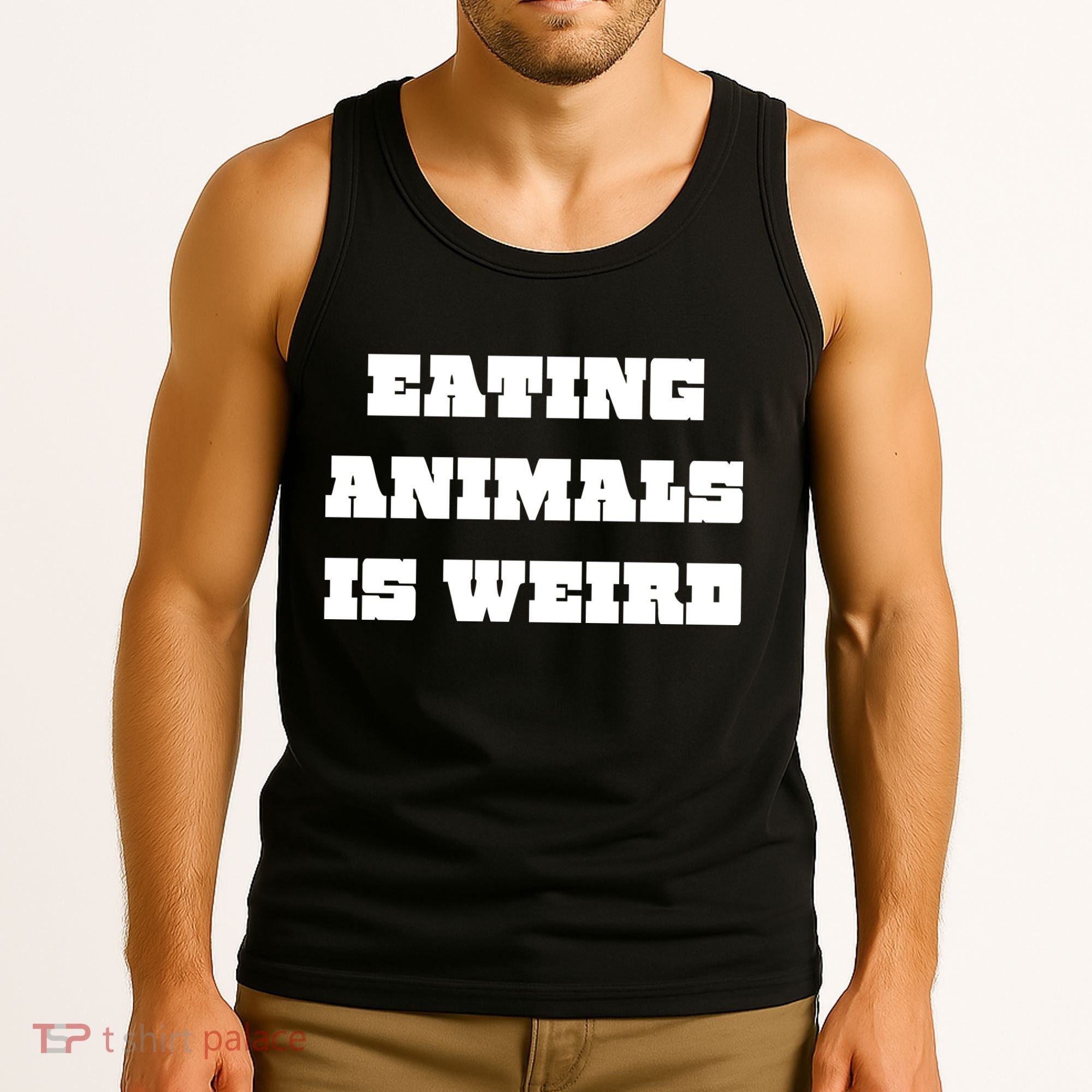 Eating Animals Is Weird Vegan Vegetarian Funny Parody Tank Top