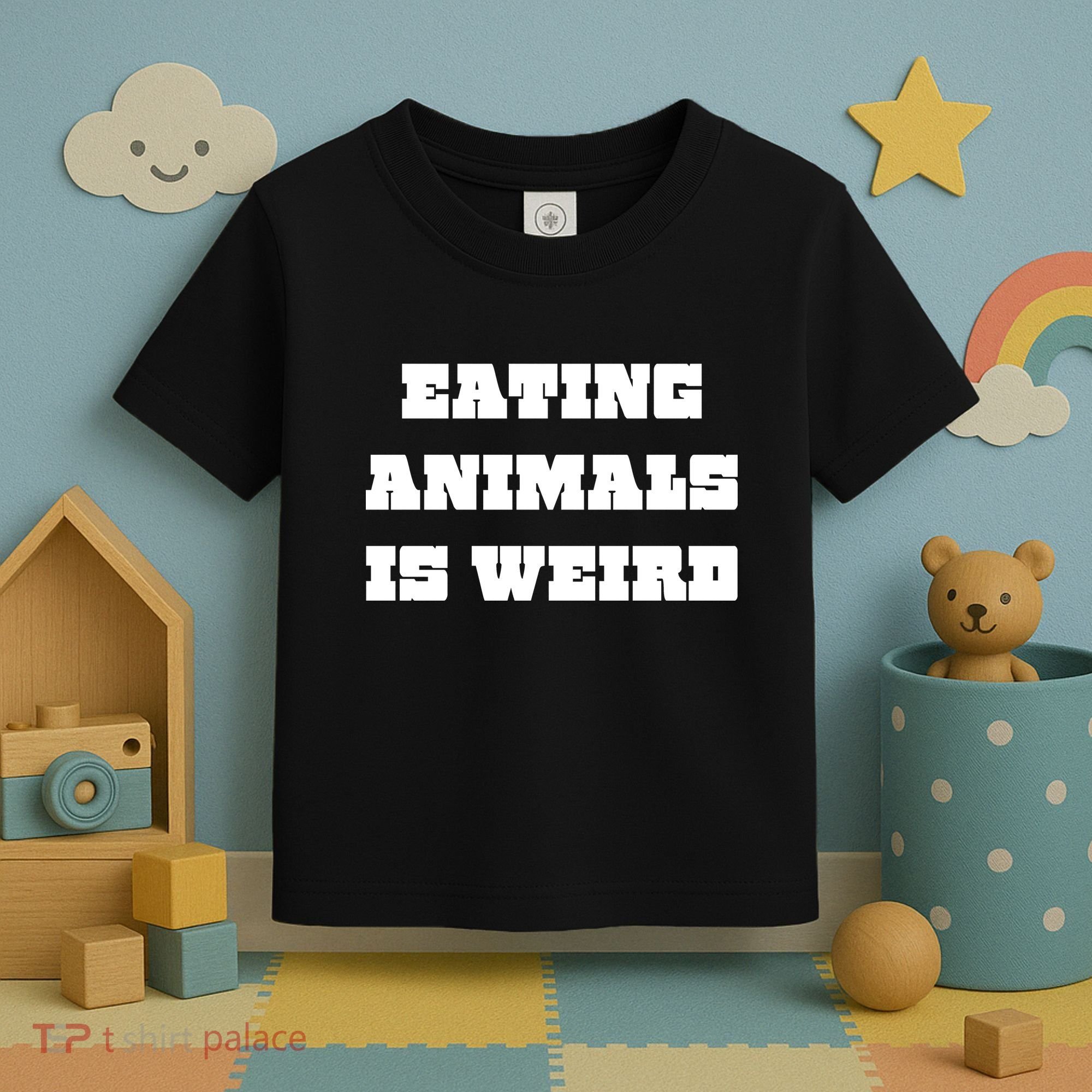 Eating Animals Is Weird Vegan Vegetarian Funny Parody Toddler T-Shirt