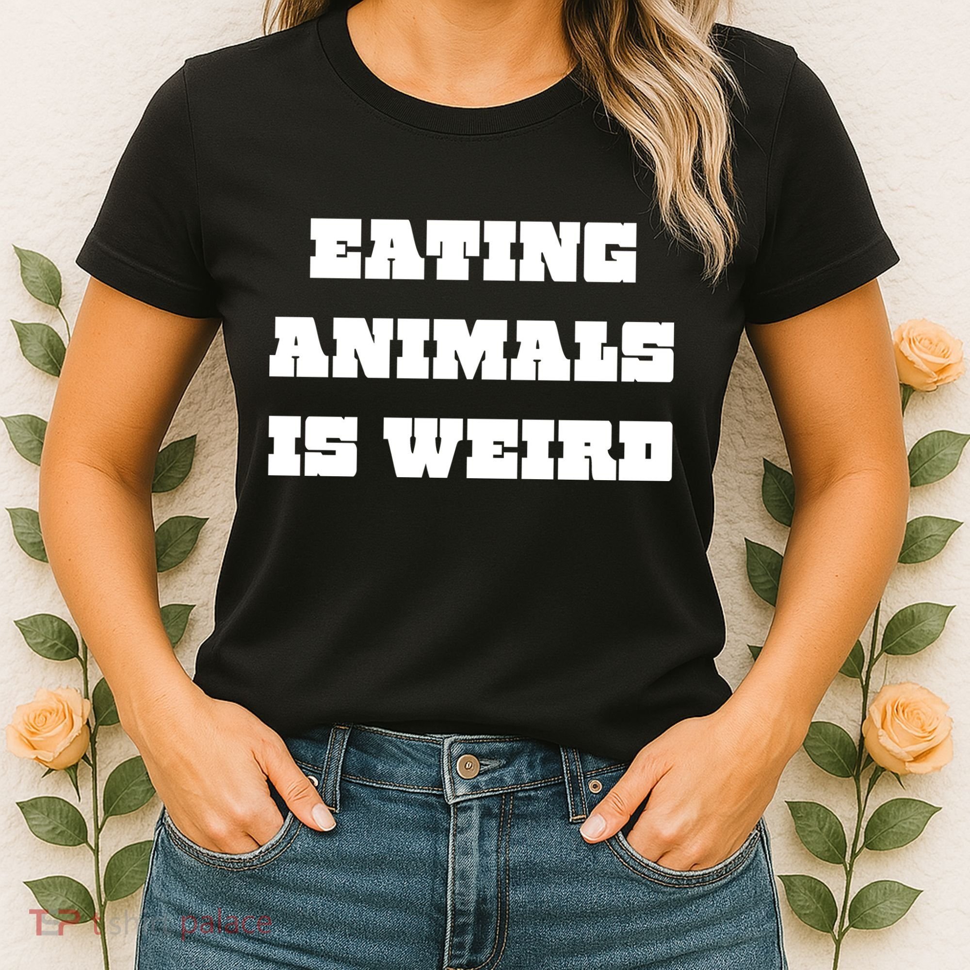 Eating Animals Is Weird Vegan Vegetarian Funny Parody Women's T-Shirt