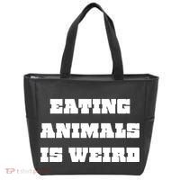 Eating Animals Is Weird Vegan Vegetarian Funny Parody Tote Bag thumb 0