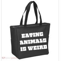 Eating Animals Is Weird Vegan Vegetarian Funny Parody Tote Bag thumb 2