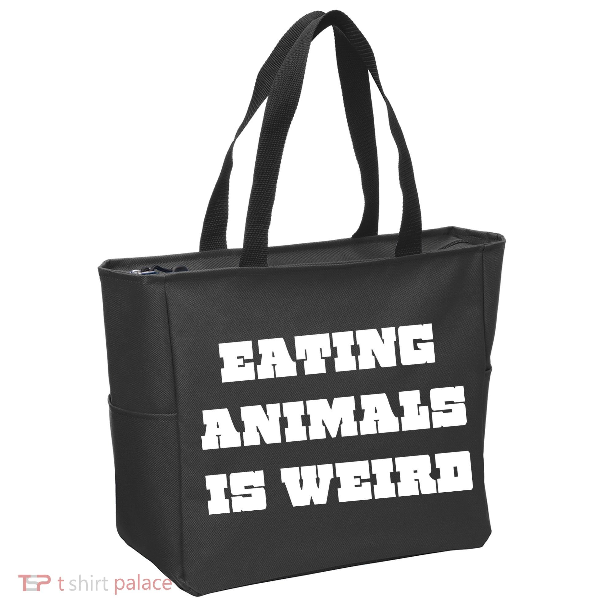 Eating Animals Is Weird Vegan Vegetarian Funny Parody Tote Bag