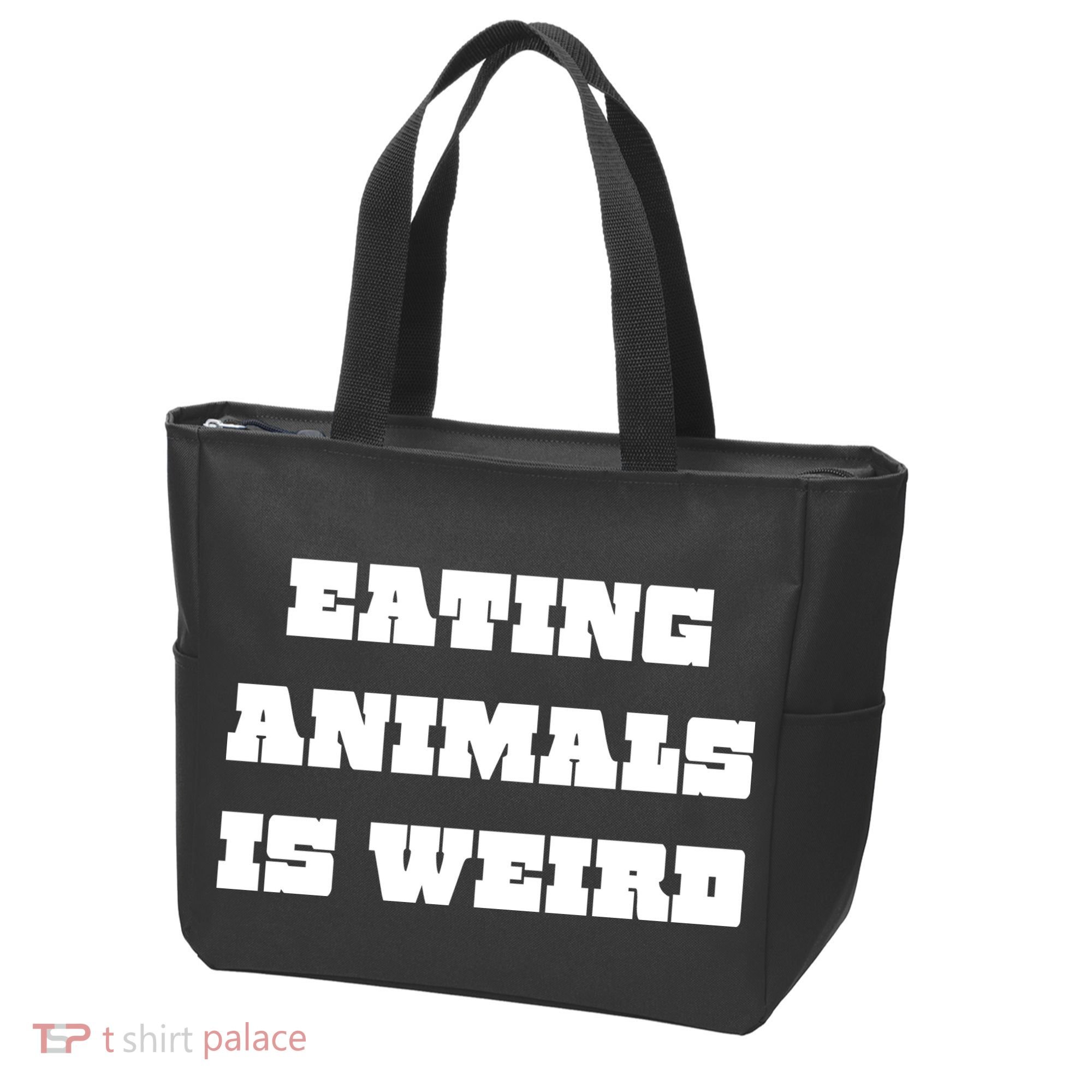 Eating Animals Is Weird Vegan Vegetarian Funny Parody Tote Bag