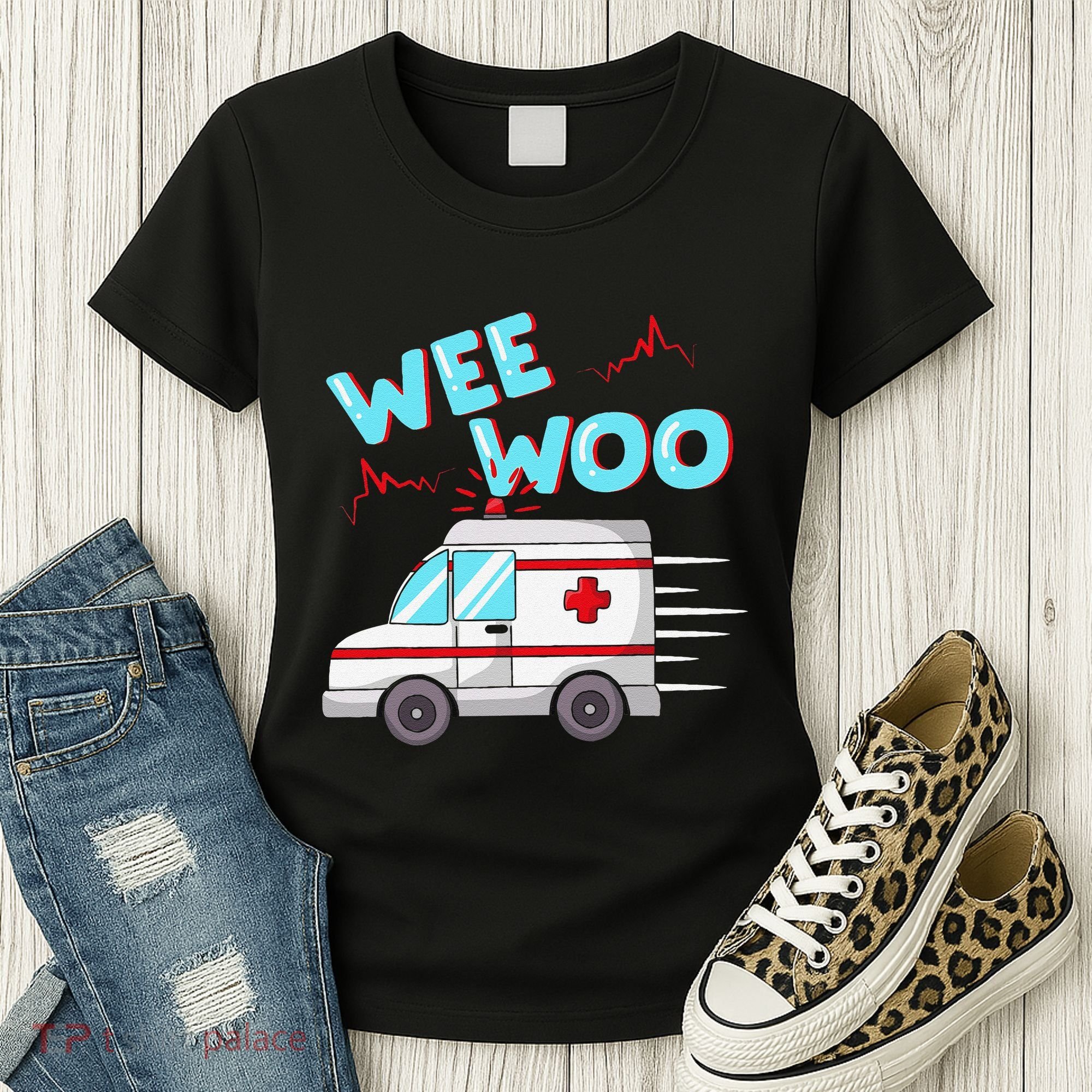 Ems Ambulance Wee Woo Paramedic Emt Gift Boo Boo Bus Women's T-Shirt