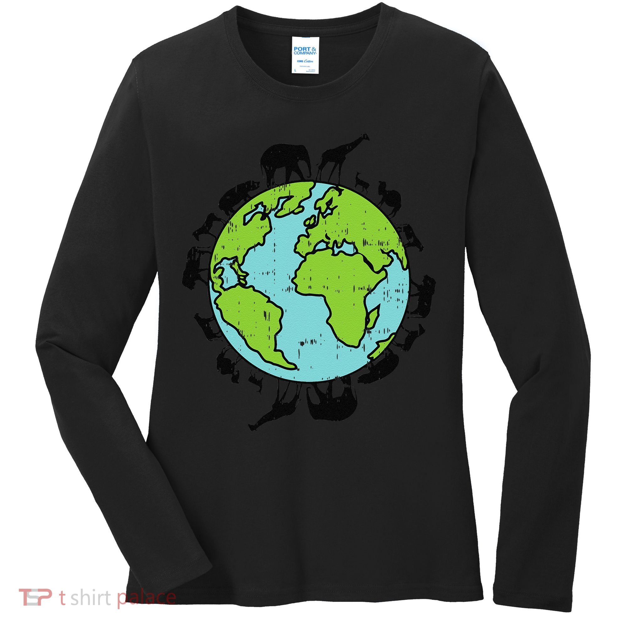 Earth Animals Wildlife Conservation Environmentalist Gift Women's Long Sleeve Shirt