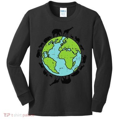 Earth Animals Wildlife Conservation Environmentalist Gift Kids Long Sleeve Shirt