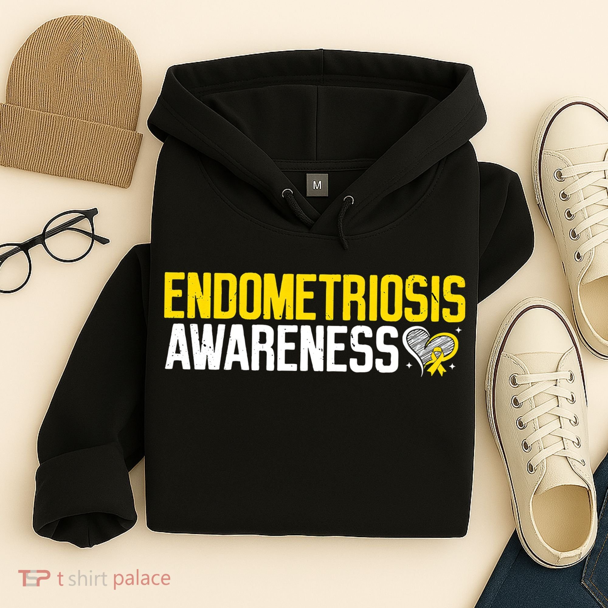 Endometriosis Awareness Yellow Ribbon Hoodie