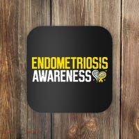 Endometriosis Awareness Yellow Ribbon Coaster thumb 0