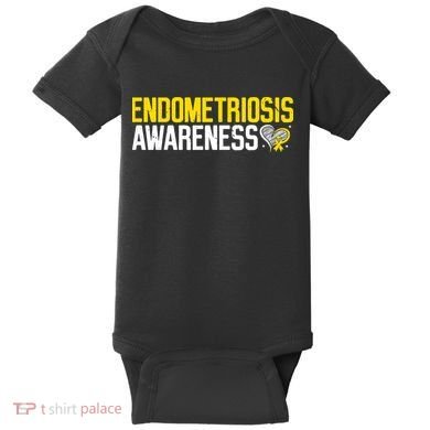 Endometriosis Awareness Yellow Ribbon Baby Bodysuit