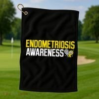 Endometriosis Awareness Yellow Ribbon Golf Towel thumb 1