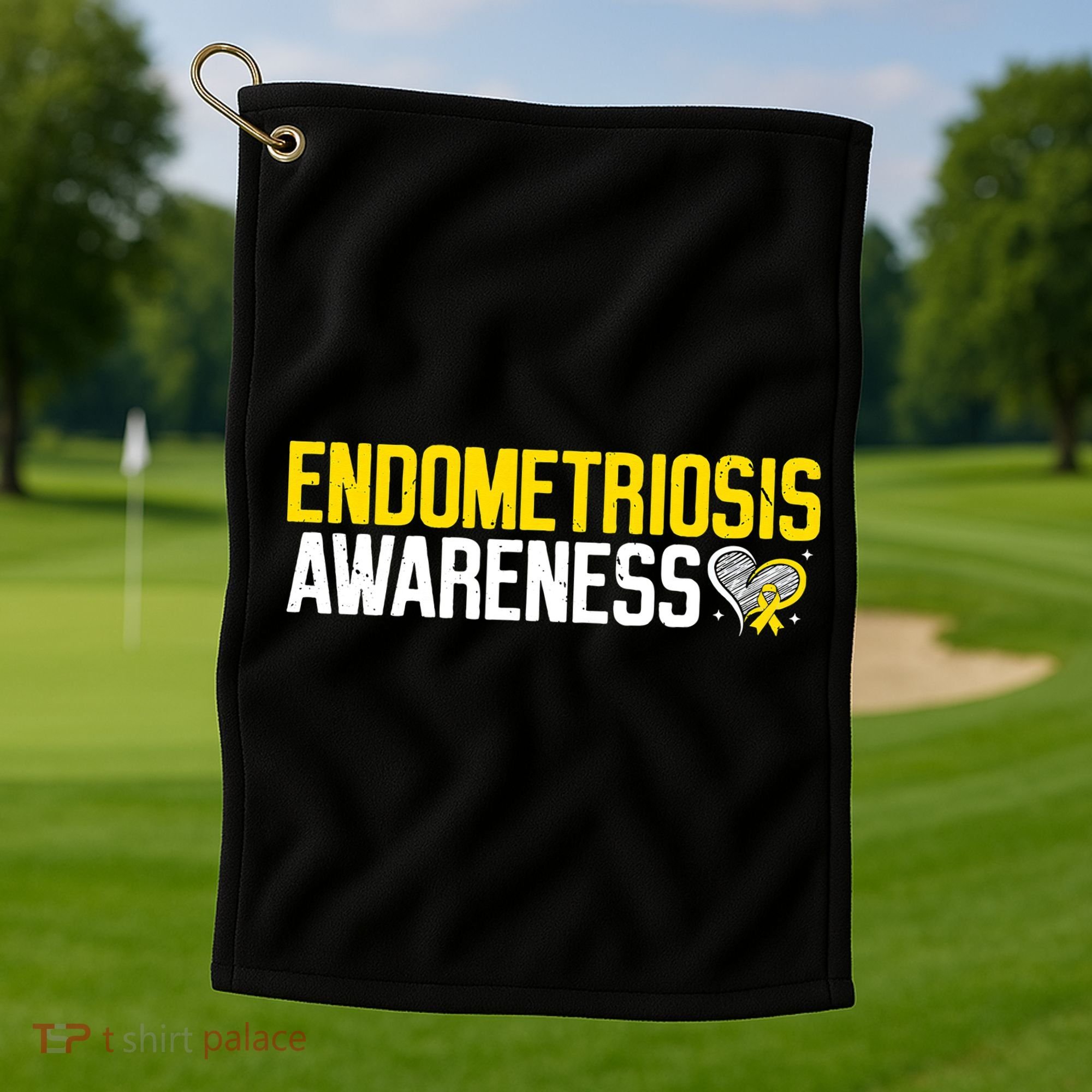 Endometriosis Awareness Yellow Ribbon Golf Towel