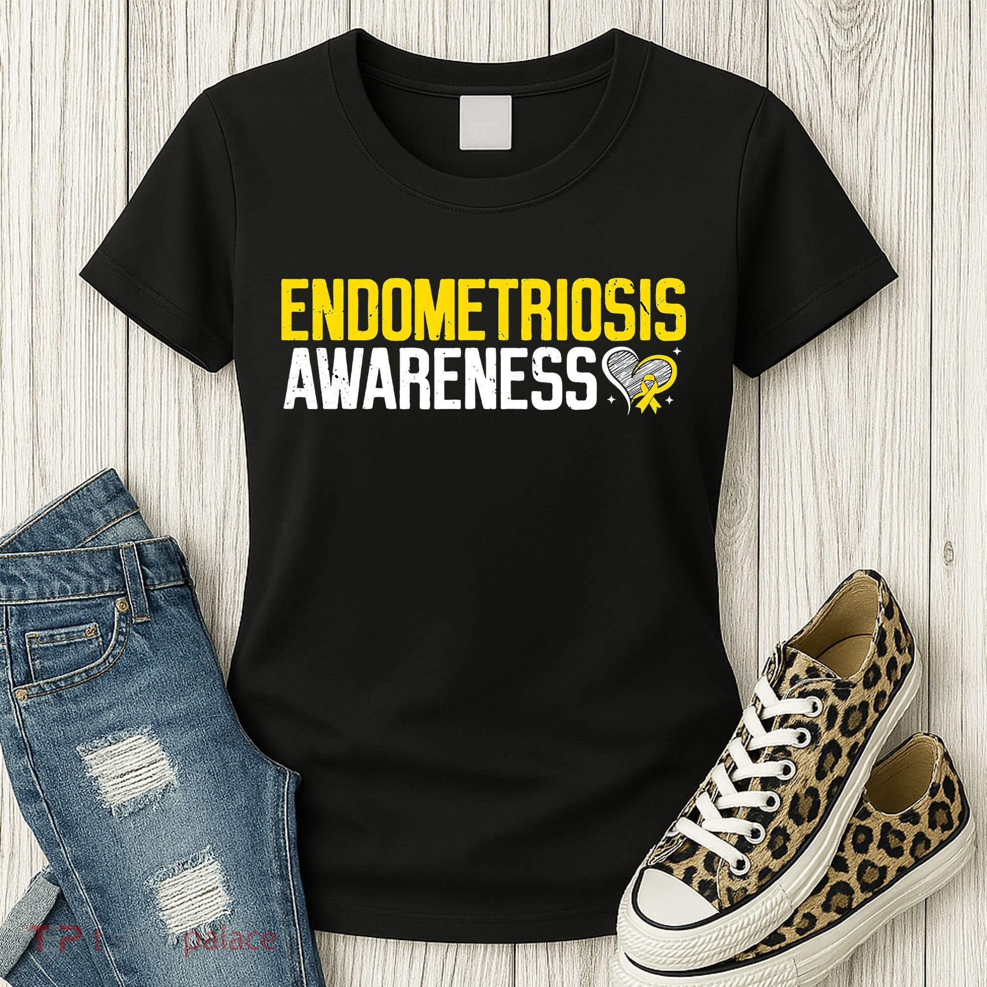 Endometriosis Awareness Yellow Ribbon Women's T-Shirt