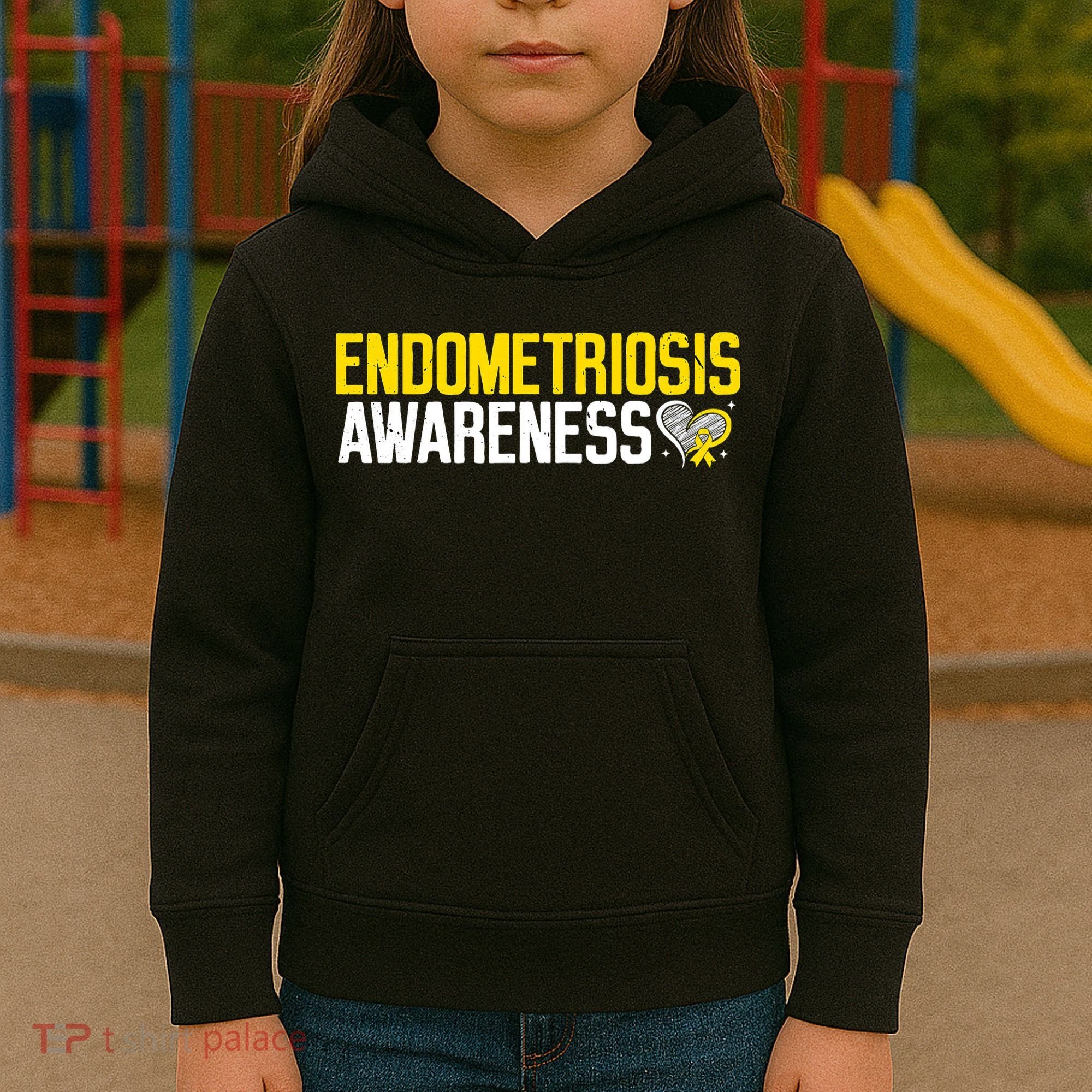 Endometriosis Awareness Yellow Ribbon Kids Hoodie