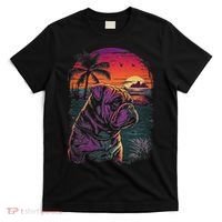 English Bulldog 80s Sunset Vintage Retro Style T-Shirt thumb 0