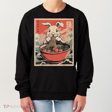 Easter Bunny Anime Ramen Tees Japanese Kawaii Funny Graphic  Women's Sweatshirt