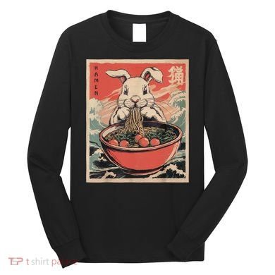 Easter Bunny Anime Ramen Tees Japanese Kawaii Funny Graphic  Long Sleeve Shirt
